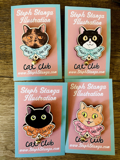 Cat Club Wooden Pins