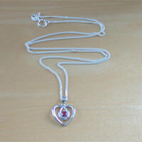 BOXED GIFT SET/Sterling Silver Ruby(Lab Created) Necklace & Earrings/Ruby Heart Earrings/Ruby Heart Necklace/July Birthstone/Ruby Jewellery - Thumbnail 2