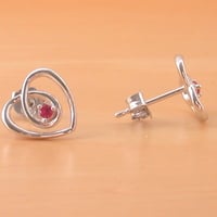 BOXED GIFT SET/Sterling Silver Ruby(Lab Created) Necklace & Earrings/Ruby Heart Earrings/Ruby Heart Necklace/July Birthstone/Ruby Jewellery - Thumbnail 4