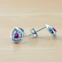 BOXED GIFT SET/Sterling Silver Ruby(Lab Created) Necklace & Earrings/Ruby Earrings/Ruby Necklace/July Birthstone/Ruby Jewellery - Thumbnail 5