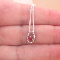 BOXED GIFT SET/Sterling Silver Ruby(Lab Created) Necklace & Earrings/Ruby Earrings/Ruby Necklace/July Birthstone/Ruby Jewellery - Thumbnail 3