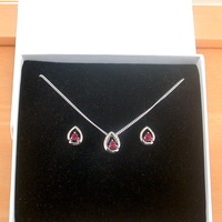 BOXED GIFT SET/Sterling Silver Ruby(Lab Created) Necklace & Earrings/Ruby Earrings/Ruby Necklace/July Birthstone/Ruby Jewellery - Thumbnail 9