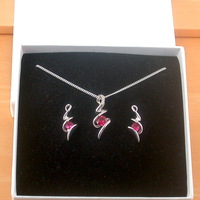 BOXED GIFT SET/Sterling Silver Ruby(Lab Created) Necklace & Earrings/Ruby Earrings/Ruby Necklace/July Birthstone/Ruby Jewellery - Thumbnail 9