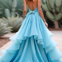 Fashionable and sexy A-line blue ball gown - Thumbnail 1