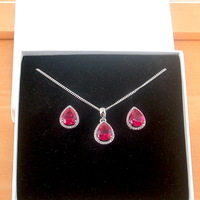 BOXED GIFT SET/Sterling Silver Ruby(Lab Created) Necklace & Earrings/Ruby Earrings/Ruby Necklace/July Birthstone/Ruby Jewellery - Thumbnail 11