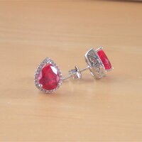 BOXED GIFT SET/Sterling Silver Ruby(Lab Created) Necklace & Earrings/Ruby Earrings/Ruby Necklace/July Birthstone/Ruby Jewellery - Thumbnail 6