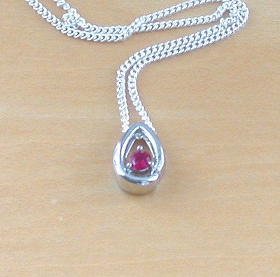 Sterling Silver Ruby Raindrop Pendant & Chain/Ruby Necklace/Silver Ruby Necklace/Ruby Jewellery/Ruby Jewelry/Gemstone Necklace/July Birthstone /UK