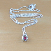 Sterling Silver Ruby Raindrop Pendant & Chain/Ruby Necklace/Silver Ruby Necklace/Ruby Jewellery/Ruby Jewelry/Gemstone Necklace/July Birthstone /UK - Thumbnail 3