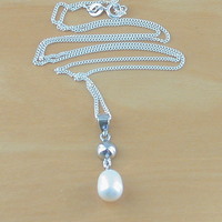 BOXED GIFT SET/Sterling Silver White Freshwater Pearl Necklace & Earrings/Pearl Earrings/Pearl Necklace/June Birthstone/Pearl Jewellery/Pearl Jewelry - Thumbnail 2