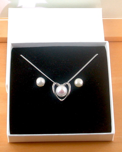 BOXED GIFT SET/Sterling Silver White Freshwater Pearl Necklace & Earrings/Pearl Earrings/Pearl Necklace/June Birthstone/Pearl Jeweller