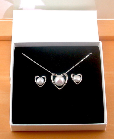 BOXED GIFT SET/Sterling Silver White Freshwater Pearl Necklace & Earrings/Pearl Earrings/Pearl Necklace/June Birthstone/Pearl Jeweller