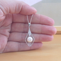 BOXED GIFT SET/Sterling Silver White Freshwater Pearl Necklace & Earrings/Pearl Earrings/Pearl Necklace/June Birthstone/Pearl Jeweller - Thumbnail 3