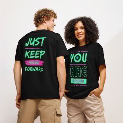 Custom Organic Ribbed Neck T-Shirt | Unisex Eco Front & Back Print