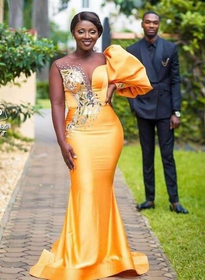Yellow Sheath Prom Dresses for African Women Beading Cyrstals Birthday Party Dress
