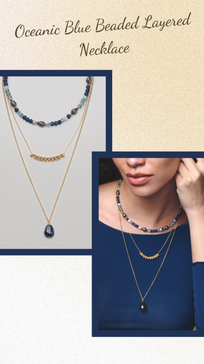 Oceanic Blue Beaded Layered Necklace - FINAL SALE
