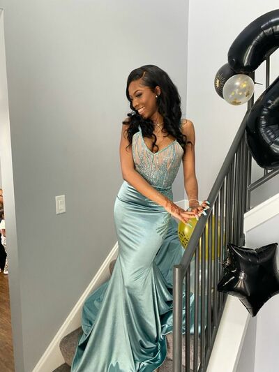 Light Green Sheath Prom Dresses for African Women Sequins Birthday Party Dress Evening Formal Dress
