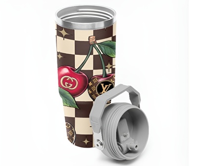 *Luxury Cherries 🍒 Design | 30 oz Flip Straw Tumbler | Trendy Designer inspired | Free Ship*