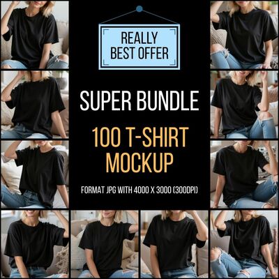 100 Black T-shirt Mockup, Canvas, Bella Canvas 3001 Mockup Bundle, Gildan T-shirt Mockup Bundle