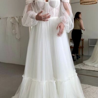 Elegant wedding dress, tulle wedding dress bridal gown - Thumbnail 3