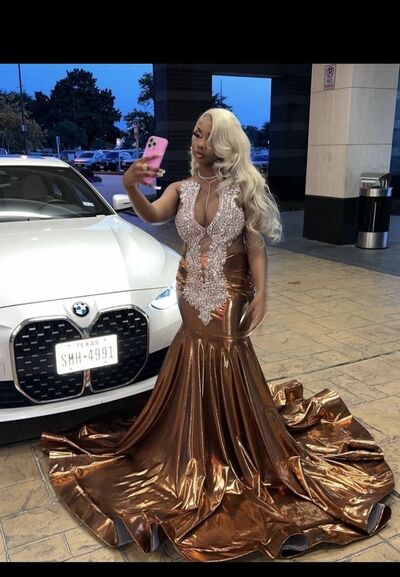 Brown Mermaid Prom Dresses for African Women Beading Crystals Birthday Party Dress Evening Formal Dress