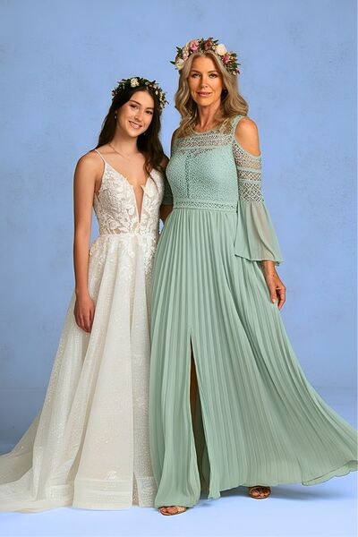 Mint Green A Line Chiffon Lace Mother of Bride/Groom Dress Evening Formal Gown