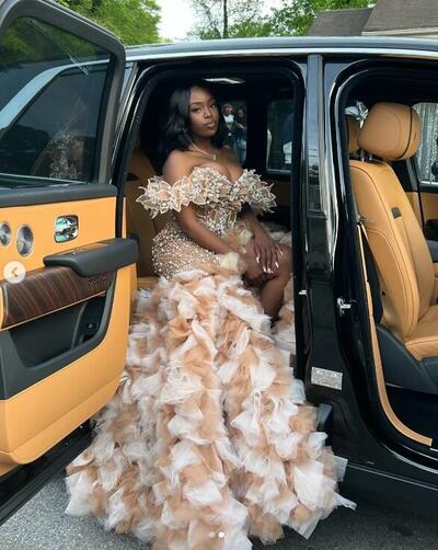 Pink Mermaid Prom Dresses for African Women Beading Crystals Birthday Party Dress Evening Formal Dress