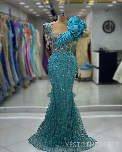 Prom Dresses for Special Occasions Promdress Sheer Neck Beaded Lace Beading Tassel Rhinestone Birthday Party Dress Second