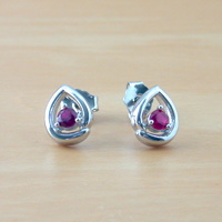 BOXED GIFT SET/Sterling Silver Ruby(Lab Created) Necklace & Earrings/Ruby Stud Earrings/Ruby Heart Necklace/July Birthstone/Ruby Jewellery - Thumbnail 4