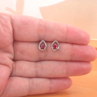 BOXED GIFT SET/Sterling Silver Ruby(Lab Created) Necklace & Earrings/Ruby Stud Earrings/Ruby Heart Necklace/July Birthstone/Ruby Jewellery - Thumbnail 6