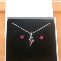 BOXED GIFT SET/Sterling Silver Ruby(Lab Created) Necklace & Earrings/Ruby Earrings/Ruby Necklace/July Birthstone/Ruby Jewellery - Thumbnail 10