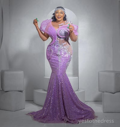 Prom Dresses For Special Occasions Evening Dresses Elegant Sheer Neck Long Sleeves Sequined Lace Pearls Beaded Birthday Gowns