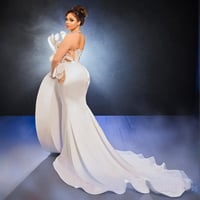 Prom Dresses for African Women Mermaid Long Sleeves High Neck Illusion Rhinestones Promdress Evening DressesBirthday Party Dress Guest - Thumbnail 2