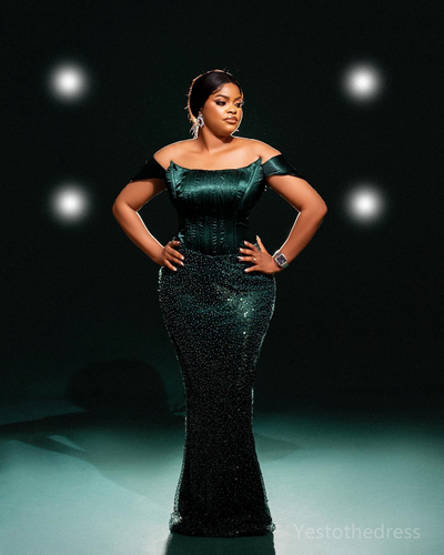 Green Prom Dresses for Special Occasions Promdress Off Shoulder Sequined Lace Evening Dresses Elegant Birthday Dress