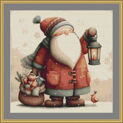 Santa In Snow 2 Cross Stitch Pattern