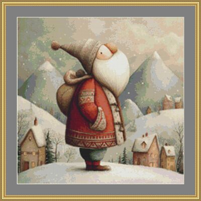 Santa In Snow 1 Cross Stitch Pattern