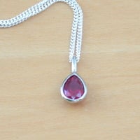 BOXED NECKLACE/Sterling Silver Ruby(Lab Created) Necklace/Ruby Pendant/Ruby Necklace/July Birthstone/Ruby Jewellery - Thumbnail 1