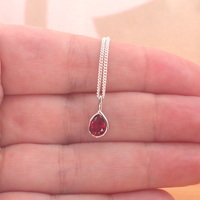 BOXED NECKLACE/Sterling Silver Ruby(Lab Created) Necklace/Ruby Pendant/Ruby Necklace/July Birthstone/Ruby Jewellery - Thumbnail 3