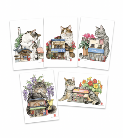 "Tabby Cats" 5-Postcard Set