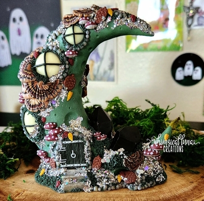 Woodland Faerie Cottage w/Smoky Quartz