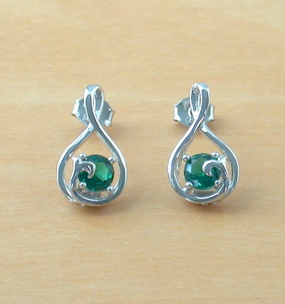 925 Silver Emerald (Lab Created) Stud Earrings/Emerald Studs/Emerald Jewelry/Emerald Jewellery/Emerald Jewelery/May Birthstone/Green Earring