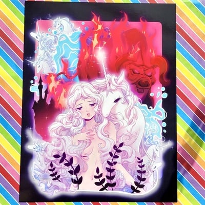 8.5 x 11 unicorn girl print - Thumbnail 2