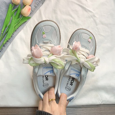 Cute Tulip Lace Up Casual Shoes