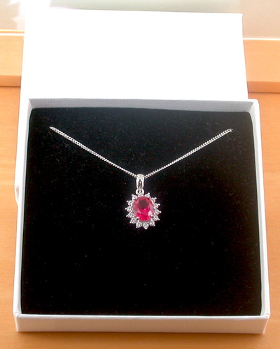 BOXED NECKLACE/Sterling Silver Ruby(Lab Created) Necklace/Ruby Pendant/Ruby Necklace/July Birthstone/Ruby Jewellery