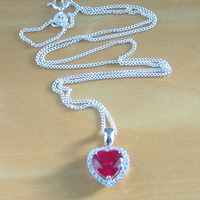 BOXED NECKLACE/Sterling Silver Ruby(Lab Created) Necklace/Ruby Pendant/Ruby Necklace/July Birthstone/Ruby Jewellery - Thumbnail 2