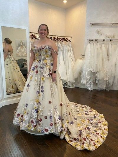 Plus Size Floral Wedding Dress, Lace Ball Gown Wedding Dress Bridal Gown