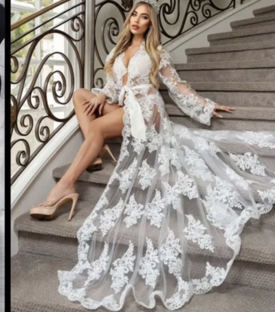 Lace Wedding Robe with Train