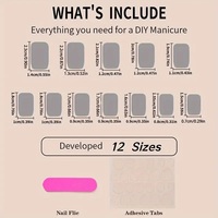 24pcs 3D Goldfish Press-On Nails – Square Medium Length, Glossy Blue & Pink Fish Tank Design with Jelly Glue & Nail File  - Thumbnail 1