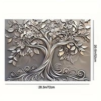 Silver Plant Stove Cover Protector – Heat Resistant Floral Kitchen Counter Mat (28.46x20.59”)  - Thumbnail 2