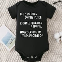 100% Cotton Baby Letter Print Jumpsuit – Soft Triangle Bodysuit with Crew Neck, Slight Stretch & Cute Style – Sizes 3M–18M - Thumbnail 1