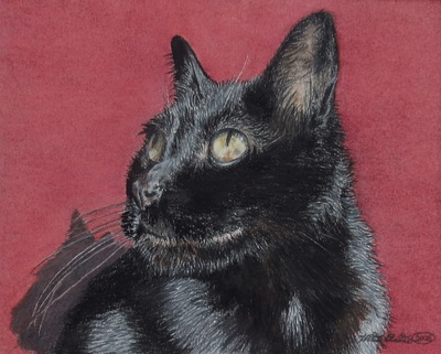 "Morning Cat", Original Realism Drawing By N.E.Thompson, Artwork Size 8x10 Inches